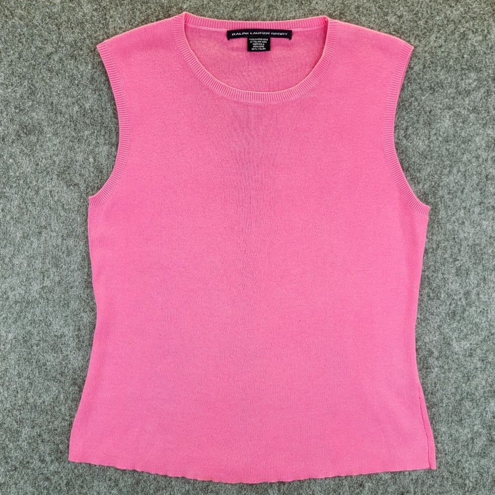 Ralph Lauren Sport Shirt Womens‎ L Pink Sleeveless Pullover Top Cotton Preppy